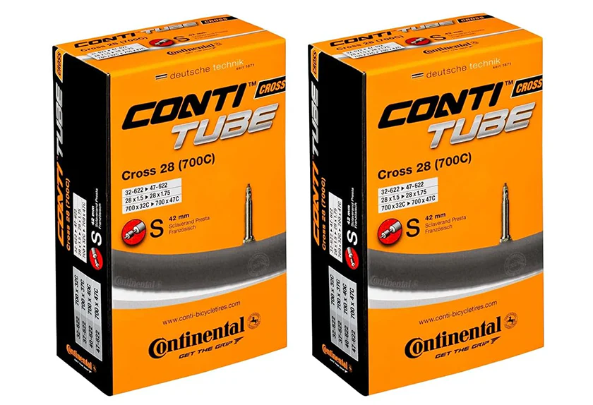 2x Continental Cross 28 32-47/622 Cyclocross/Gravel Bicycle Inner Tube 42mm Presta Valve