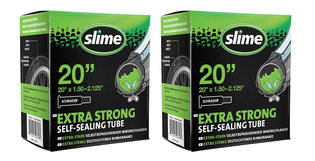 2x Slime Smart Self-Sealing Bicycle Inner Tube | 20 x 1.50-2.125"  | Schrader Valve