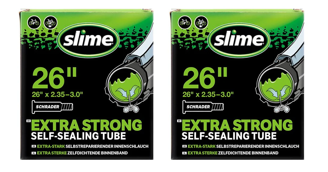 2x Slime Smart Self-Sealing Bicycle MTB Inner Tube | 26 x 2.35 - 3.0 | Schrader Valve