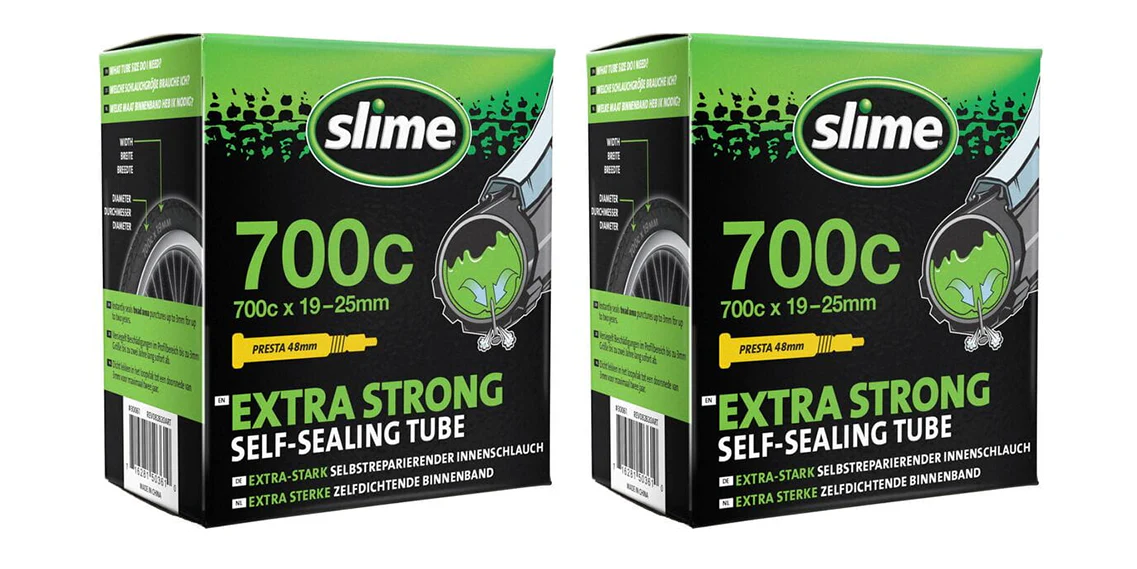 2x Slime Smart Self-Sealing Bicycle Road Inner Tube | 700 x 19-25c | 48mm Presta Valve