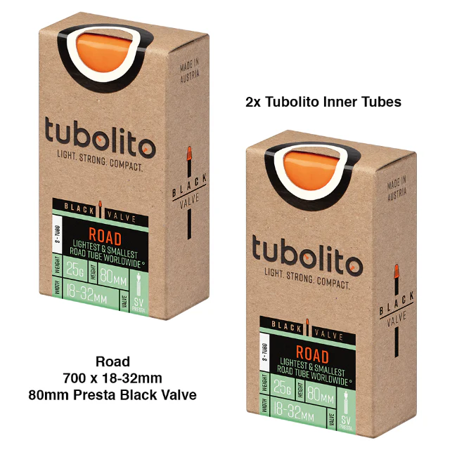 2x Tubolito S-Tubo 700C Road 700 x 18-32mm Presta Black Valve Inner Tubes - Image 5