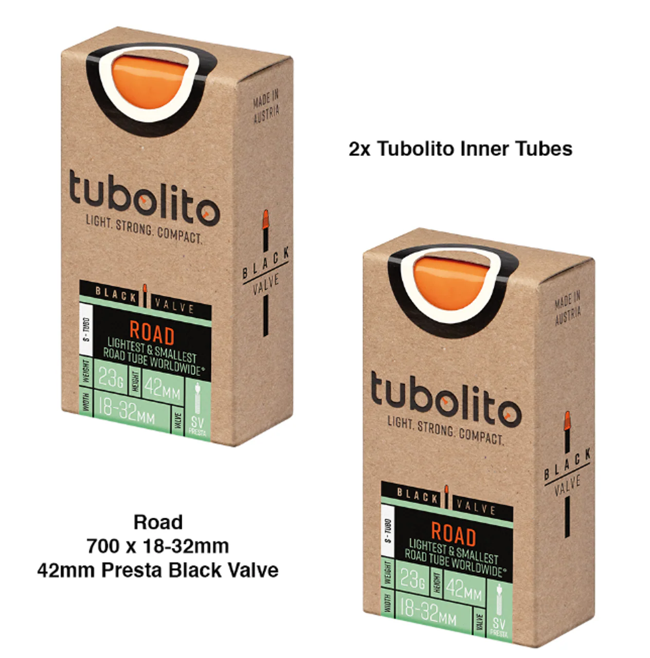 2x Tubolito S-Tubo 700C Road 700 x 18-32mm Presta Black Valve Inner Tubes - Image 8