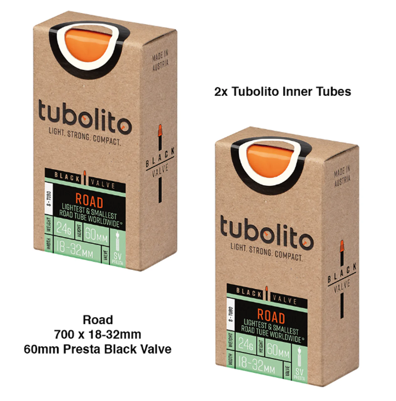 2x Tubolito S-Tubo 700C Road 700 x 18-32mm Presta Black Valve Inner Tubes - Image 9