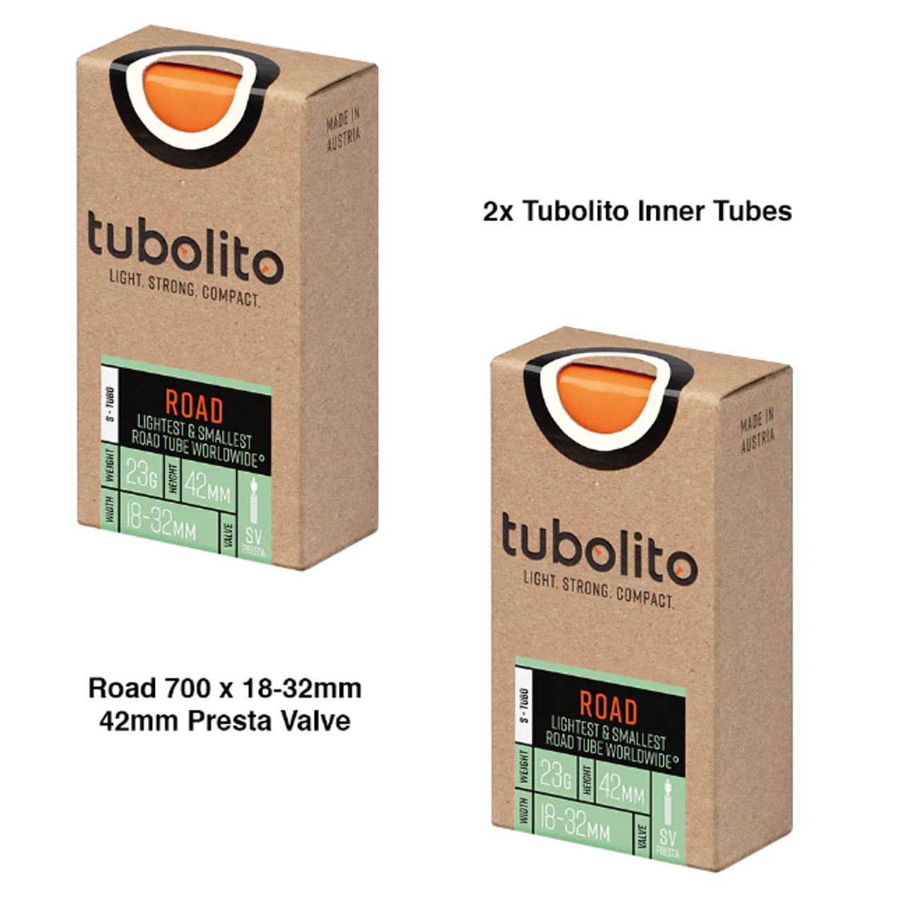 2x Tubolito S-Tubo 700C Road 700 x 18-32mm Presta Valve Orange Inner Tubes - Image 6