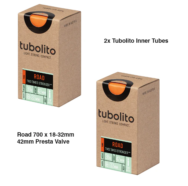 2x Tubolito Tubo 700C Road 700 x 18-32mm Presta Valve