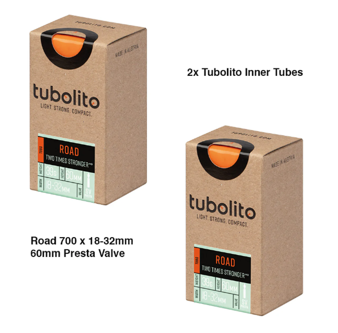 2x Tubolito Tubo 700C Road 700 x 18-32mm Presta Valve - Image 2
