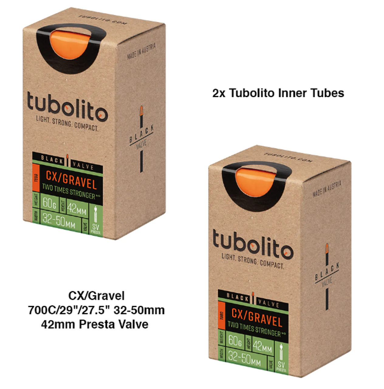 2x Tubolito Tubo CX Gravel 700C/29"/27.5" 32-50mm Presta Valve Black Inner Tubes - Image 5