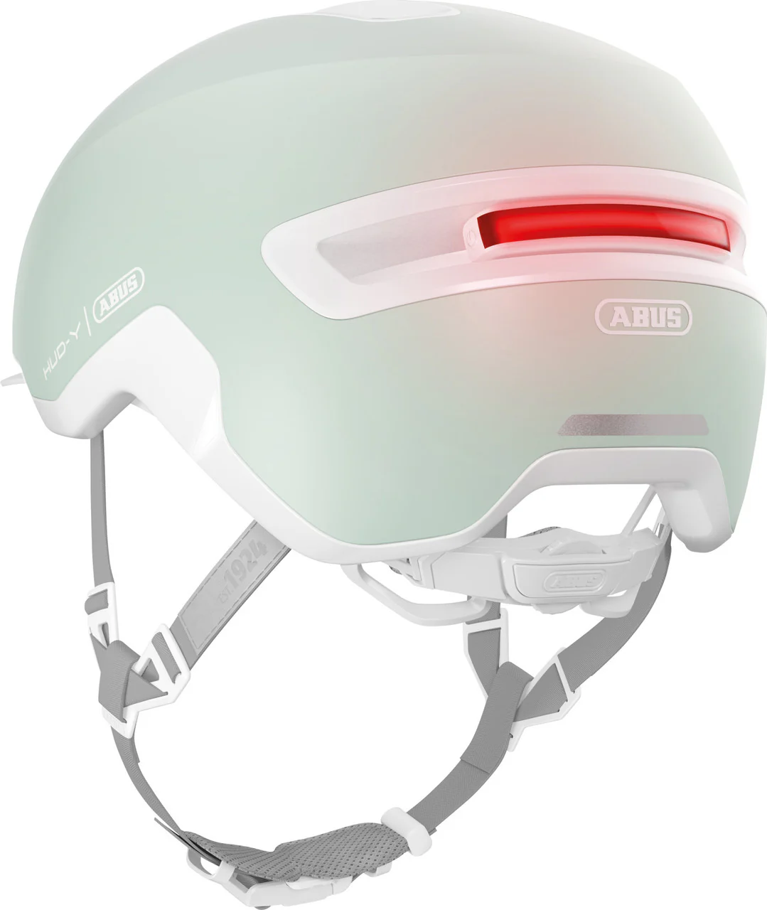 ABUS Hud-Y Pure Urban Helmet With Rear LED Light in Mint - Image 3