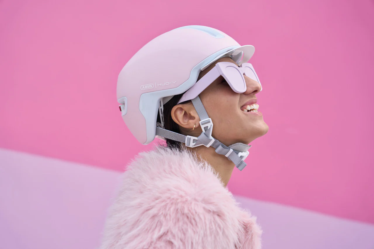 ABUS Hud-Y Pure Urban Helmet With Rear LED Light in Rose - Image 4