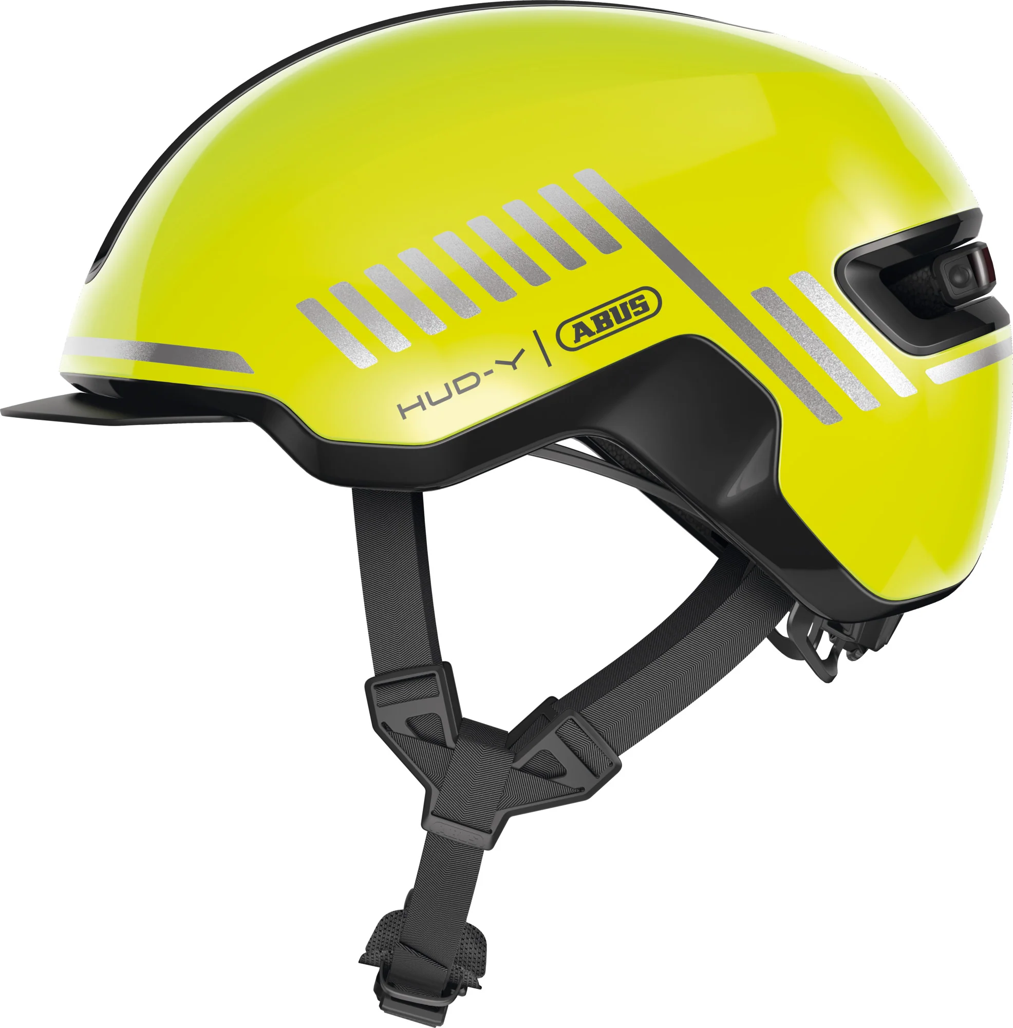 ABUS Hud-Y Urban Helmet With Rear LED Light in Signal Yellow - Image 5