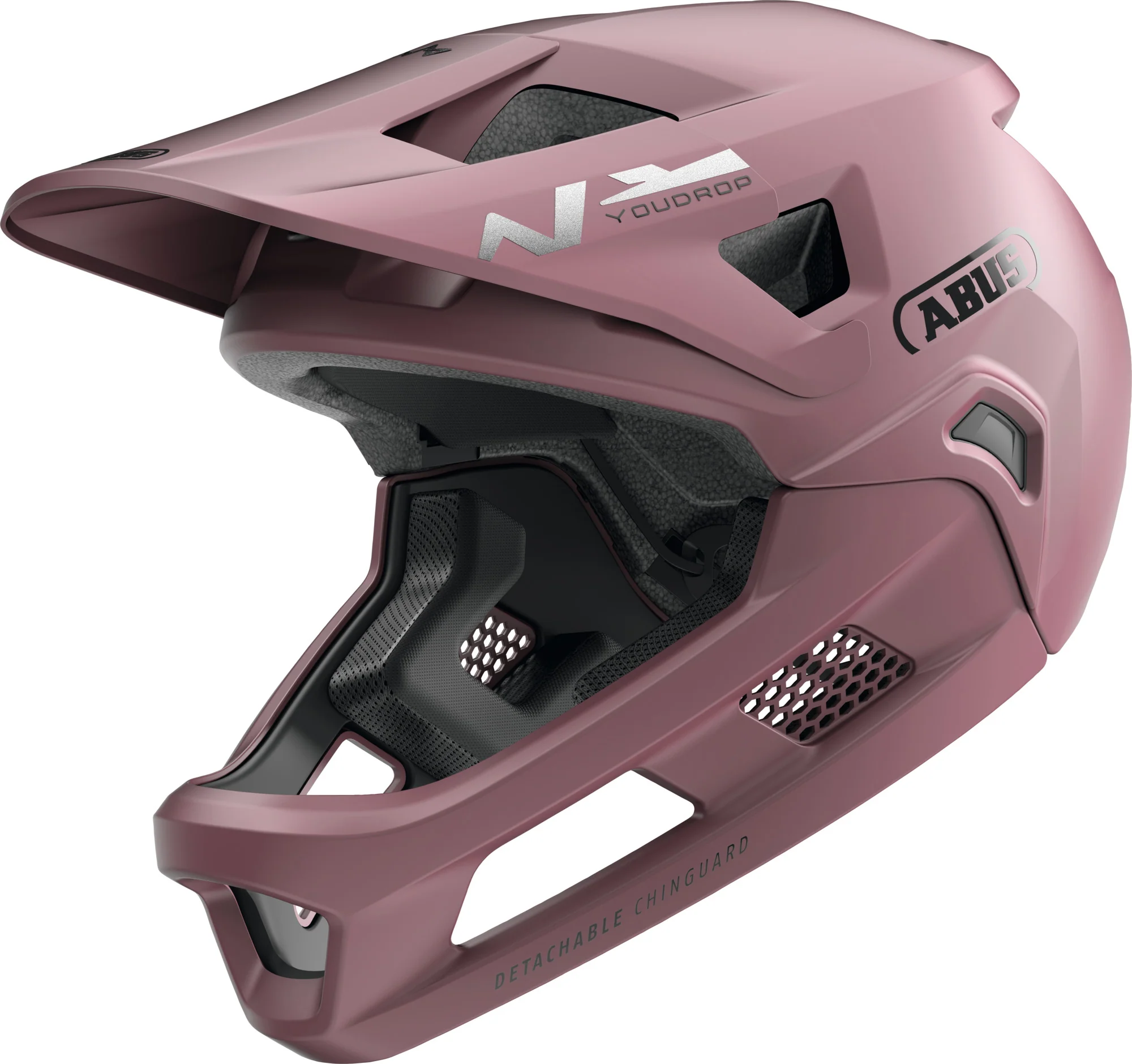 ABUS YouDrop FF Kids Full Face MTB Helmet in Blush Red 48-55cm