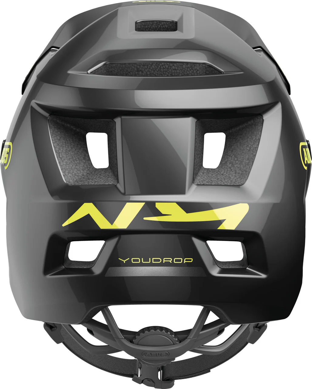 ABUS YouDrop Kids MTB Helmet in Shiny Black (48-55cm) - Image 3