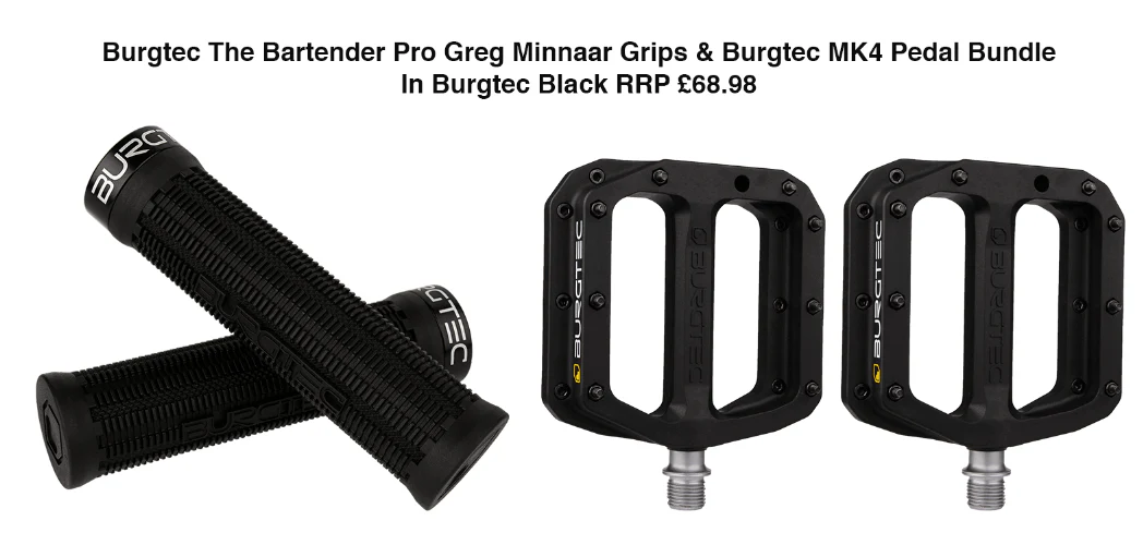 Burgtec The Bartender Pro Greg Minnaar Handlebar Grips & MK4 Pedal Bundle Burgtec Black