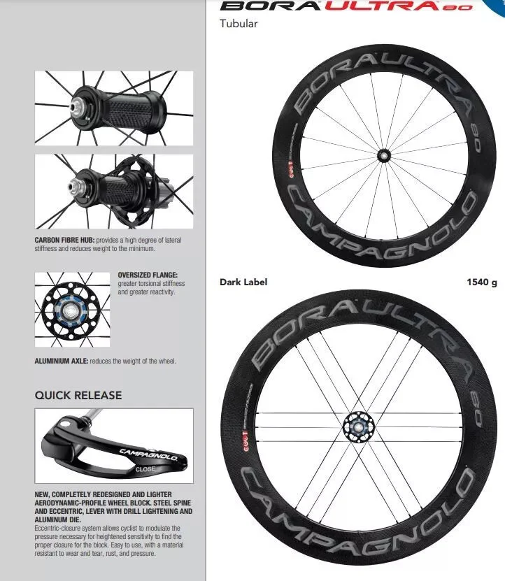 Campagnolo Bora Ultra 80 Tubular Rim Brake Carbon Wheelset - WH12-BOTFR80DK - Image 6