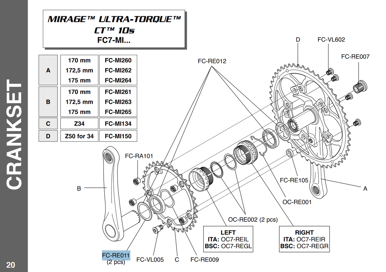 Campagnolo FC-RE011 Ultra Torque Chainset Spare Part - Image 4