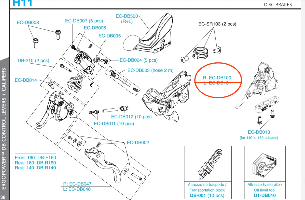Campagnolo H11 Right Hand Hydraulic Ergopower Shifter Body EC-DB100 - Image 2