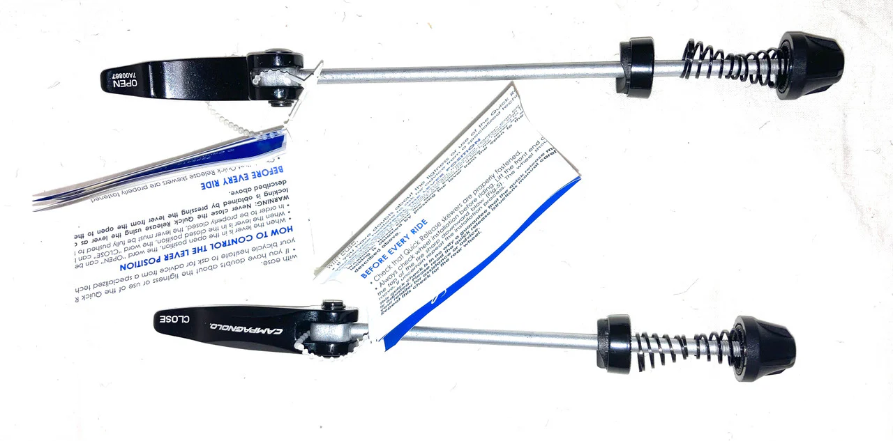 Campagnolo QR8-40BFR Quick Release Skewers Front And Rear In Black - Image 4