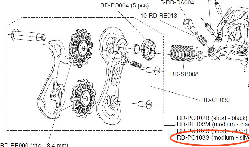 Campagnolo RD-PO103S Potenza 11 Speed Spare Rear Derailleur Cage For Medium In Silver - Image 2