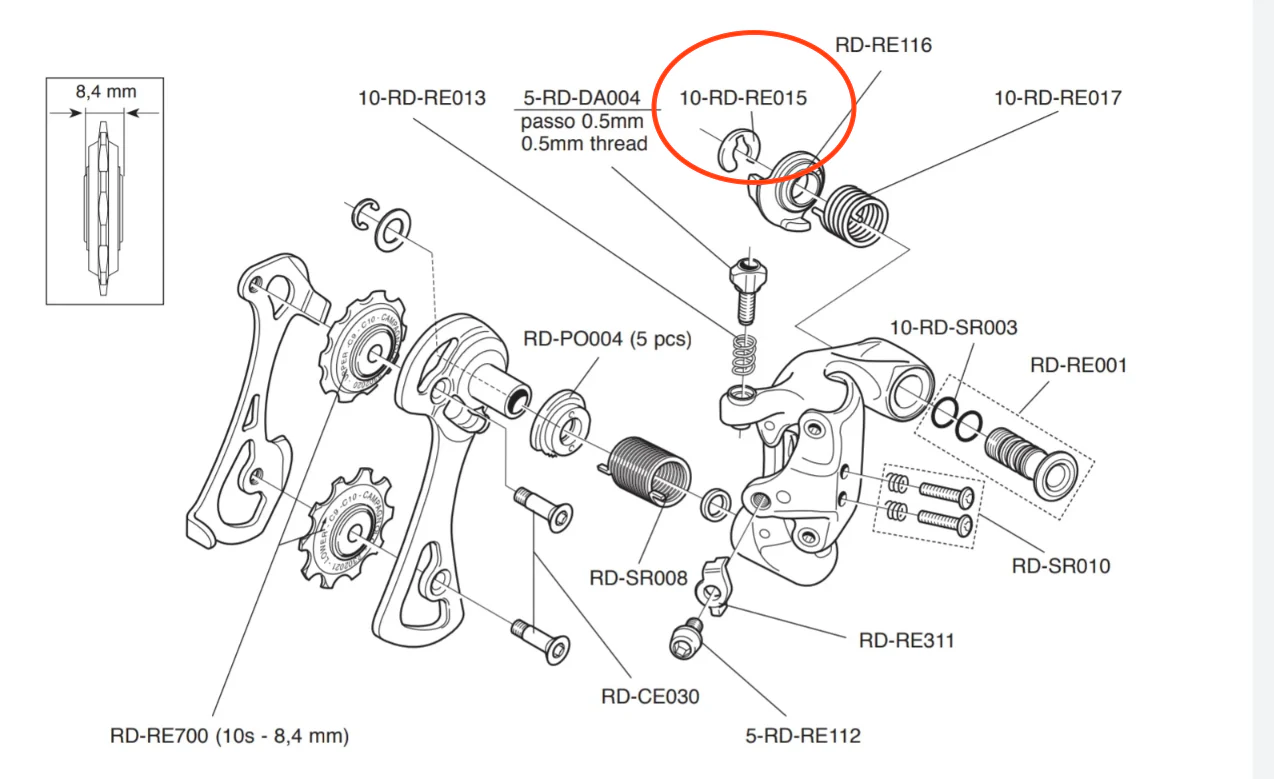 Campagnolo RD-RE015 Rear Derailleur Bolt Retaining Clip - Image 2