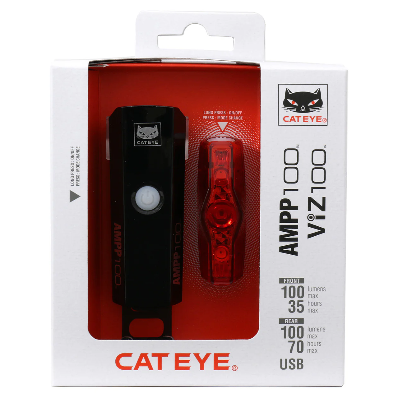 CatEye AMPP 100 VIZ 100 Bicycle Front & Rear Light Set  | MTB ROAD GRAVEL - Image 2
