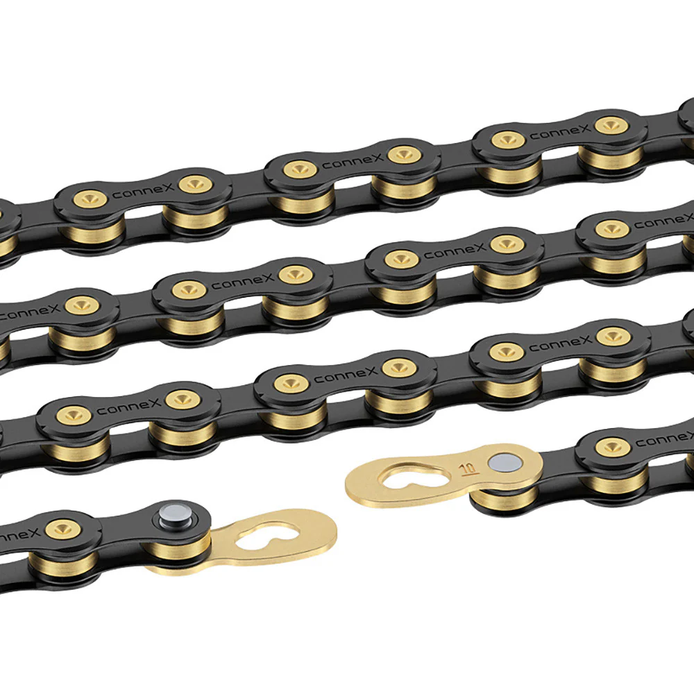 Connex 10SB 10 Speed 1/2" x 11/128" 114 Link Road / MTB Bicycle Chain | Black/Gold