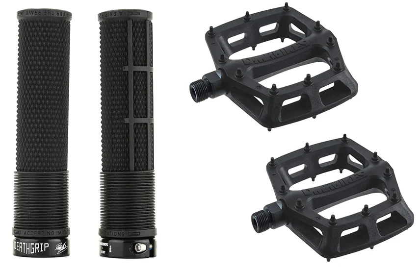 DMR MTB Downhill BMX V6 Platform Pedals And DMR Deathgrips Custom Bundle Set All Colours - Image 11