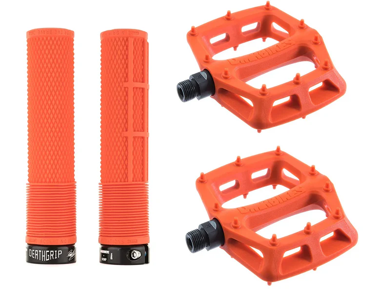 DMR MTB Downhill BMX V6 Platform Pedals And DMR Deathgrips Custom Bundle Set All Colours - Image 14