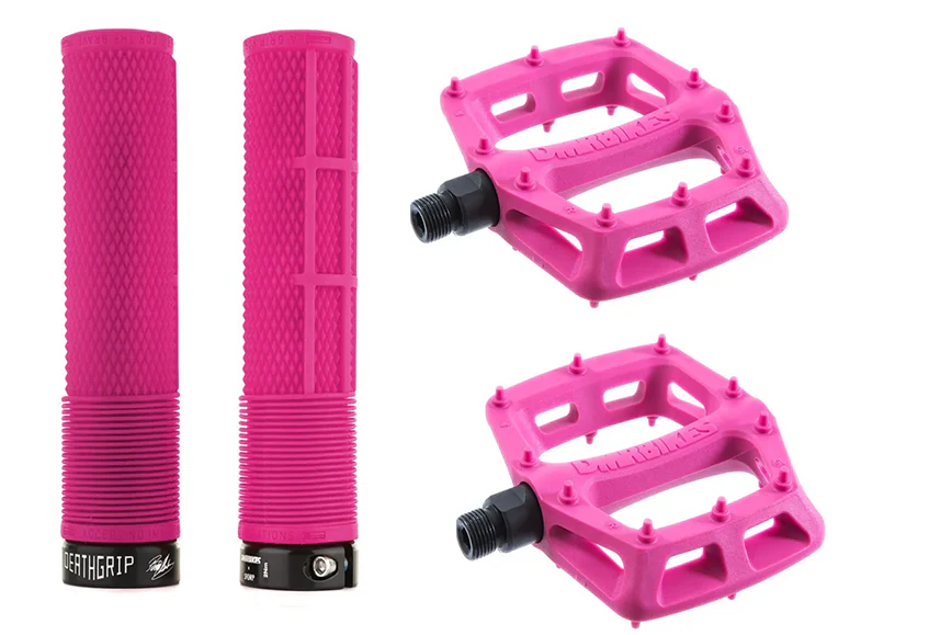 DMR MTB Downhill BMX V6 Platform Pedals And DMR Deathgrips Custom Bundle Set All Colours - Image 18