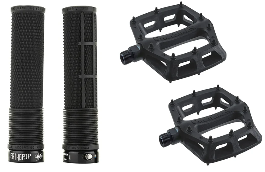 DMR MTB Downhill BMX V6 Platform Pedals And DMR Deathgrips Custom Bundle Set All Colours - Image 2