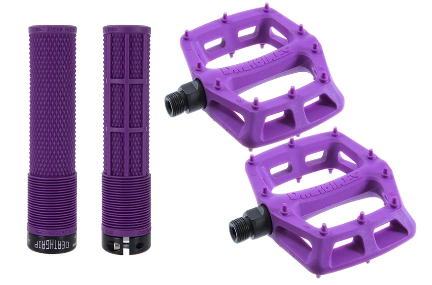 DMR MTB Downhill BMX V6 Platform Pedals And DMR Deathgrips Custom Bundle Set All Colours - Image 3