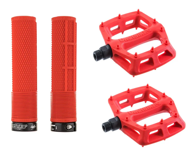 DMR MTB Downhill BMX V6 Platform Pedals And DMR Deathgrips Custom Bundle Set All Colours - Image 7