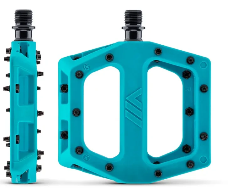 DMR V11 Pedals & Flanged Brendog Deathgrip Handlebar Grips Bundle In Turquoise - Image 2