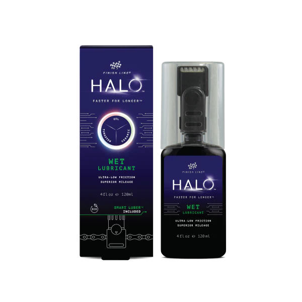 Finish Line Halo Wet Bicycle Chain Lubricant 4oz/120ml Bottle and Smart Luber