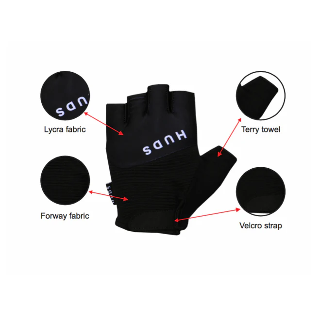 HUDS Fingerless Cycling Mitts In Blue Road Gravel and MTB - Image 6