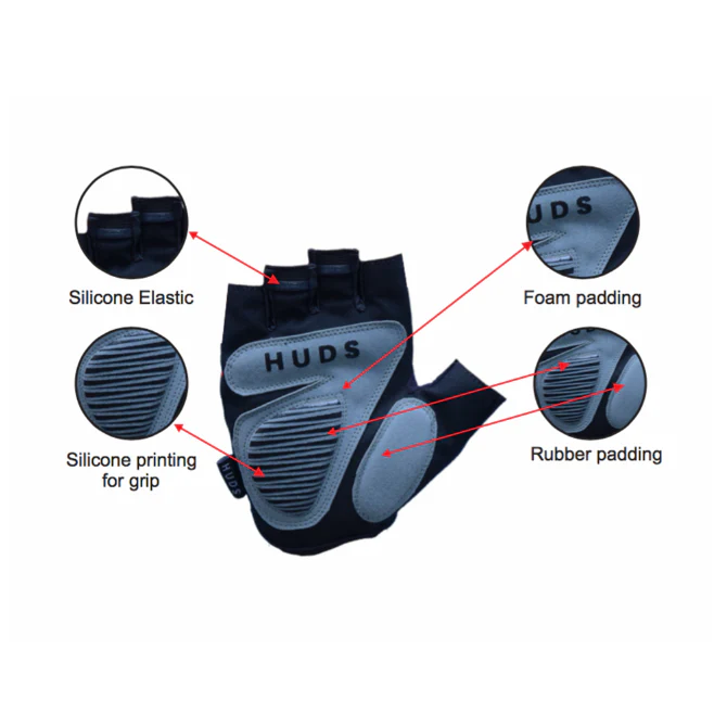 HUDS Fingerless Cycling Mitts In Red Road, Gravel and MTB - Image 7