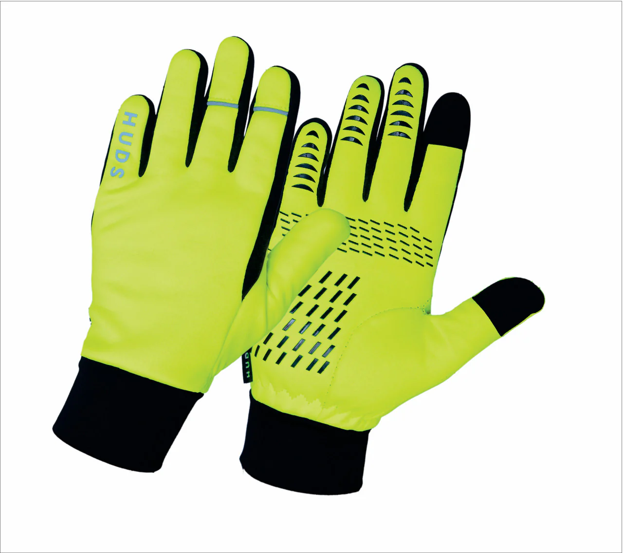HUDS Water Resistant Cycling Winter Gloves In Black or Fluro Yellow - Image 5