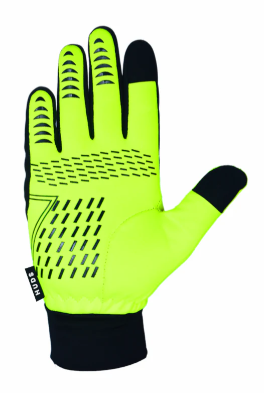 HUDS Water Resistant Cycling Winter Gloves In Fluro Yellow - Image 6