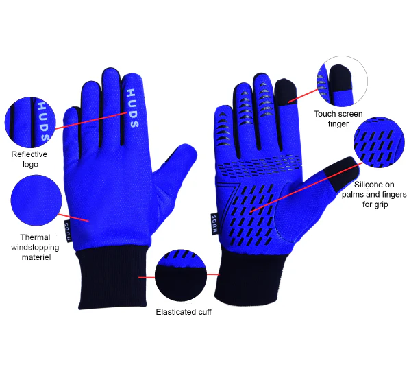 HUDS Wind Stop Thermal Lined Lightweight Warm Cycling Winter Gloves - Image 11