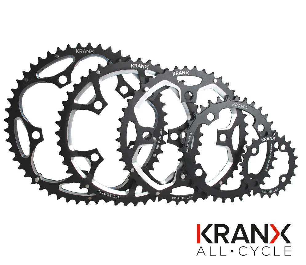 KranX 104BCD Alloy Chainring in Black 9/10 Speed All Sizes