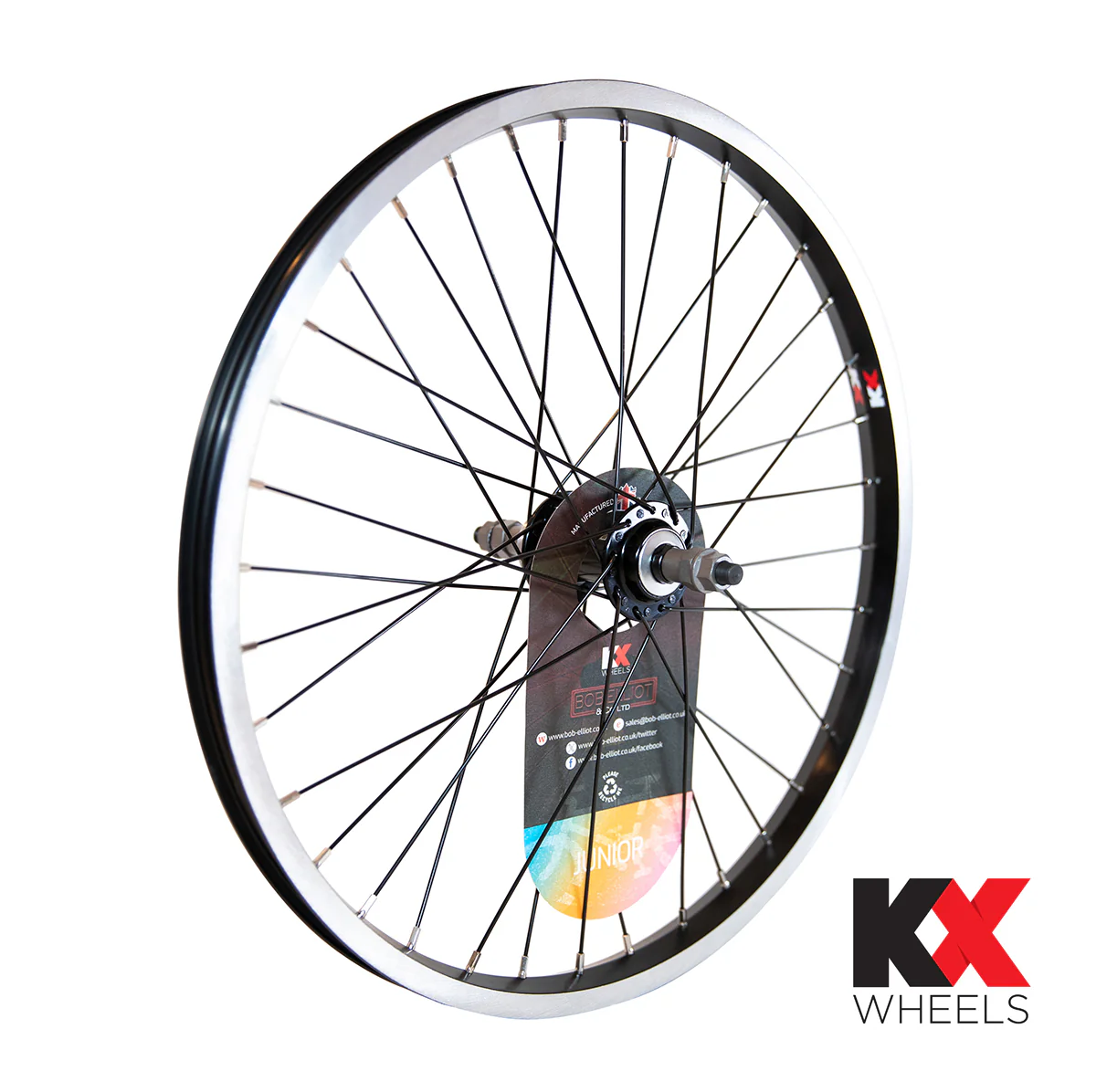 KX BMX Junior 20" Singlewall Solid Axle Rim Brake Wheel In Black - Image 2