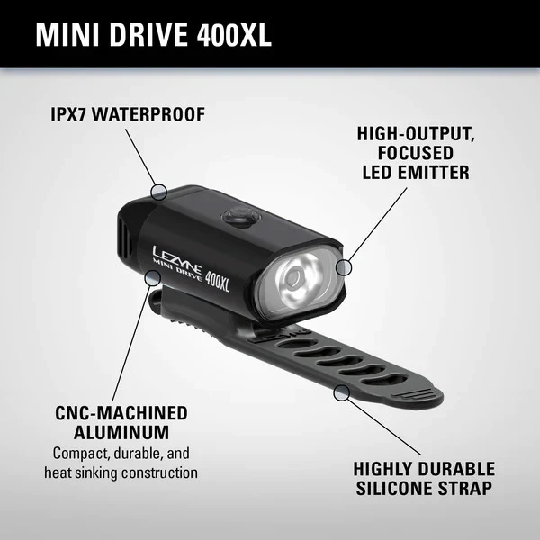 Lezyne Mini Drive 400XL Front & KTV Drive+ Rear Lightset - Image 3