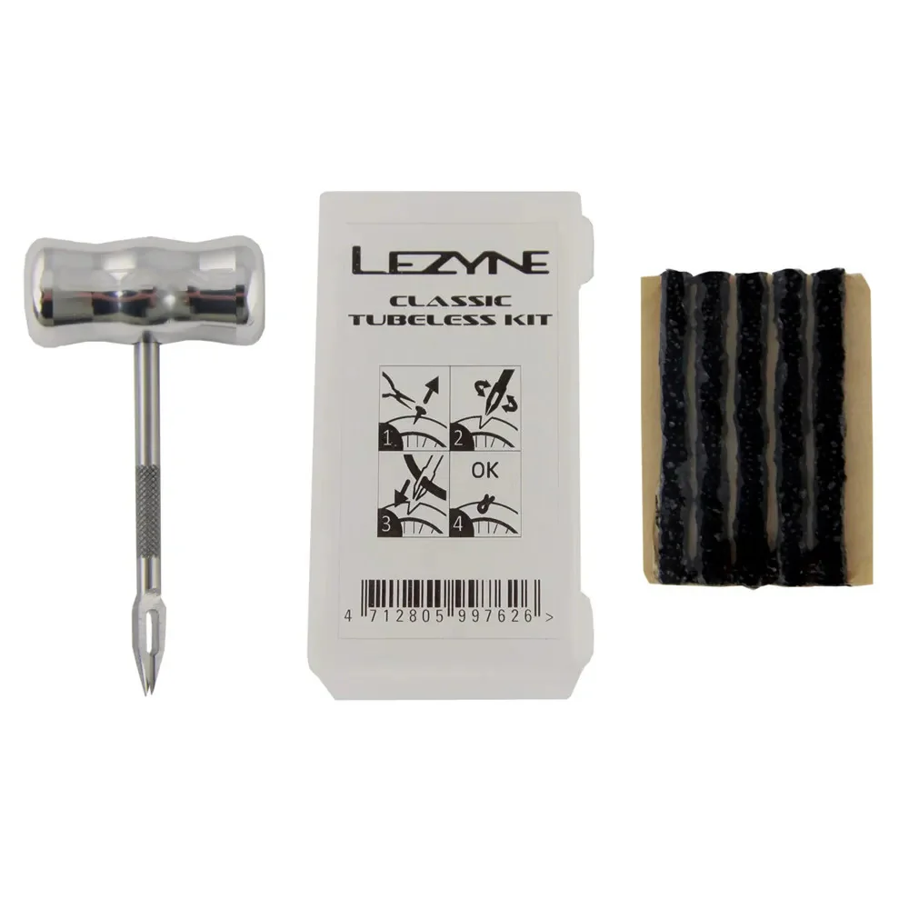 Lezyne Classic Tubeless Kit - Includes 5 tire Plugs / Tire Reamer / Insertion Tool