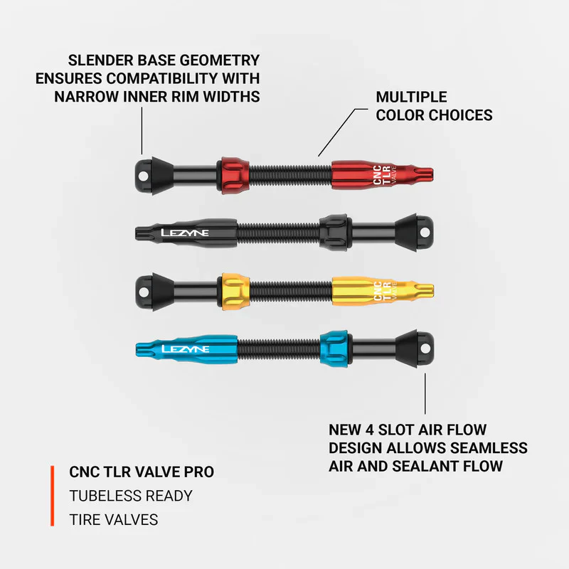 Lezyne CNC Tubeless Pro TLR Valves For Road, MTB , Gravel