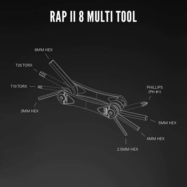 Lezyne Rap ii 8 Compact Multi Tool In Black For All Bikes - Image 4