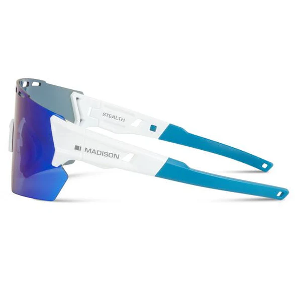 Madison Stealth Cycling Sunglasses | Gloss White Frame/ Blue Mirror Lens - Image 2