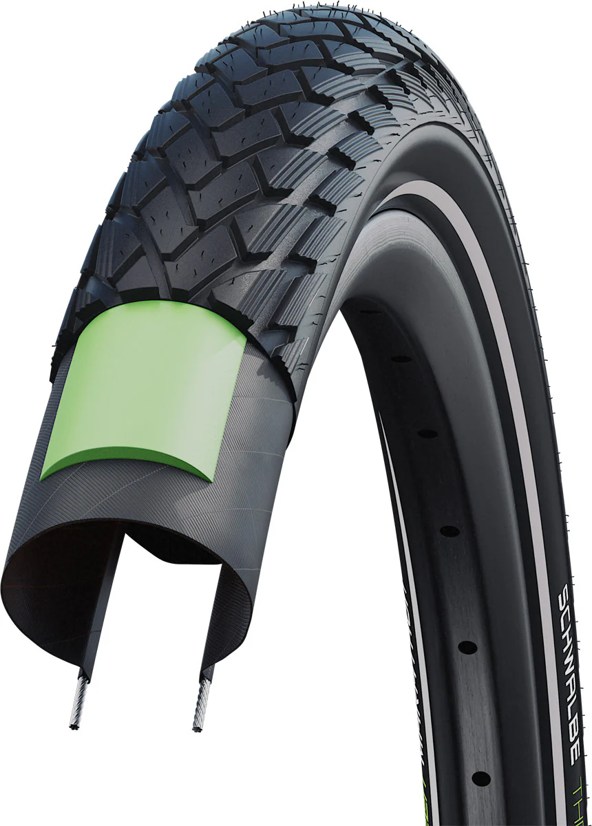 NEW Schwalbe Green Marathon City/Touring E-Bike Compatible Wired Bicycle Tyre in Black/Reflex - Image 2