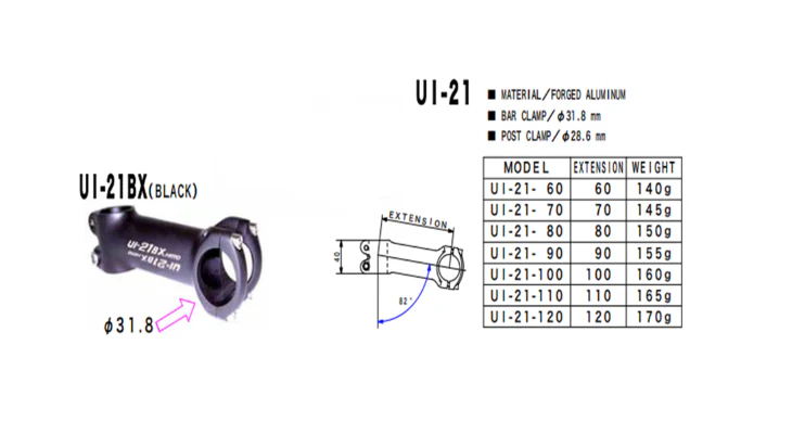 Nitto UI-21BX Stem | 31.8mm Clamp | Black - Image 2