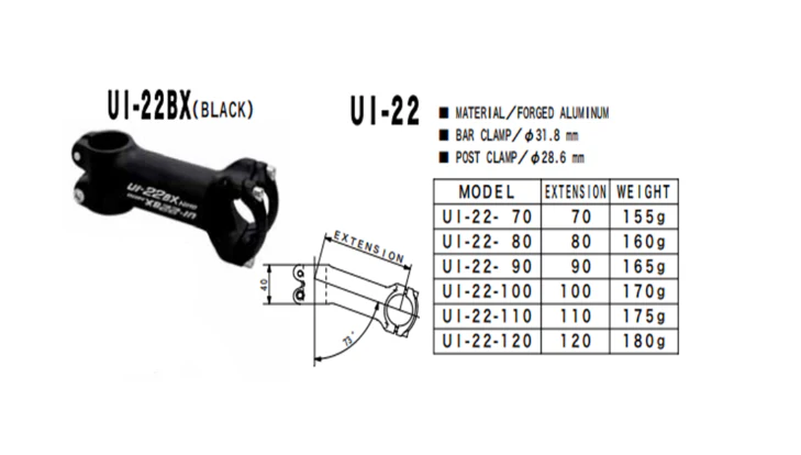 Nitto UI-22BX A-Head Stem  | 31.8mm Clamp | Black - Image 3