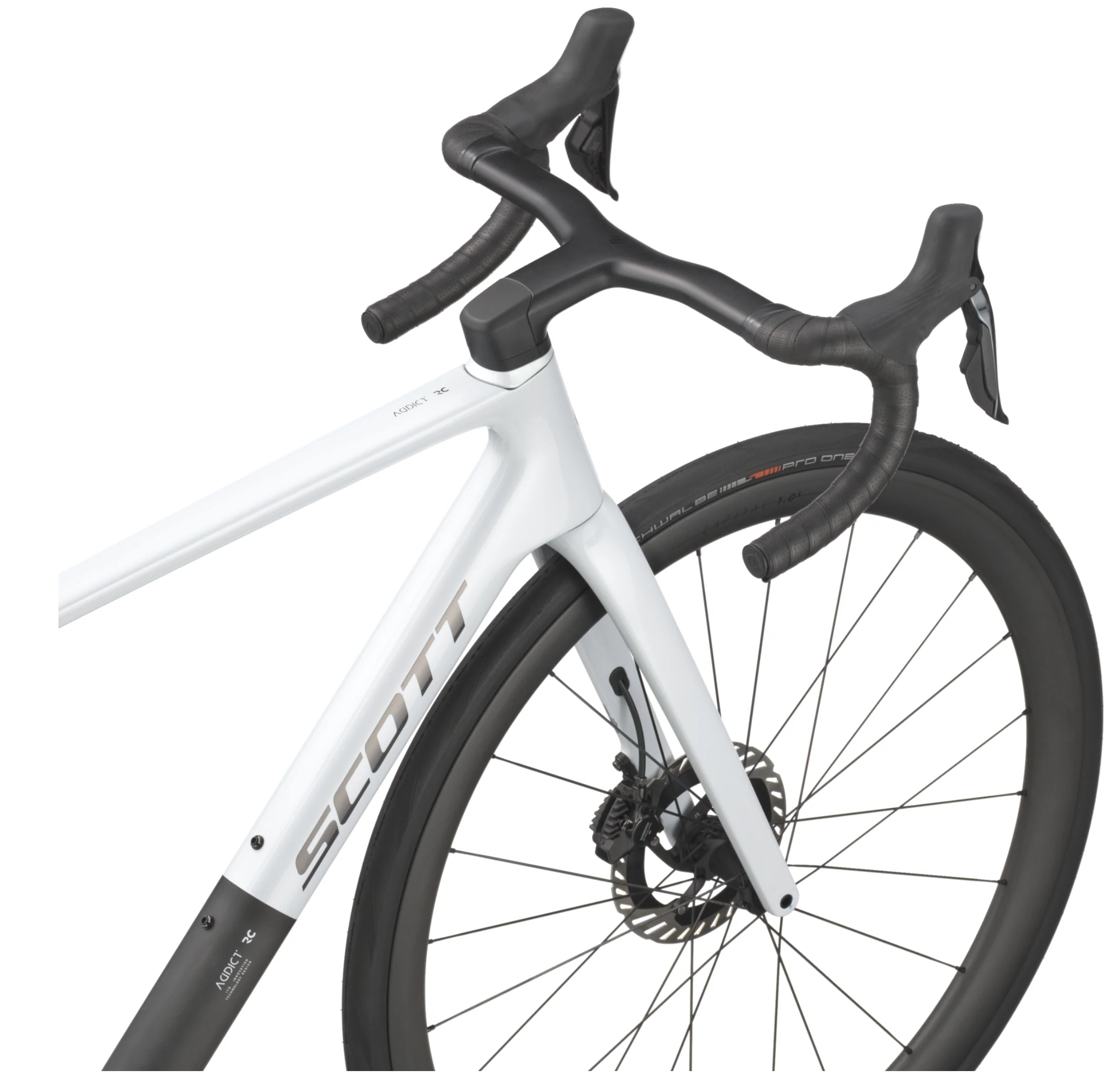 Scott Addict RC Pro Road Bike In Cumulus White Carbon Black - Image 3