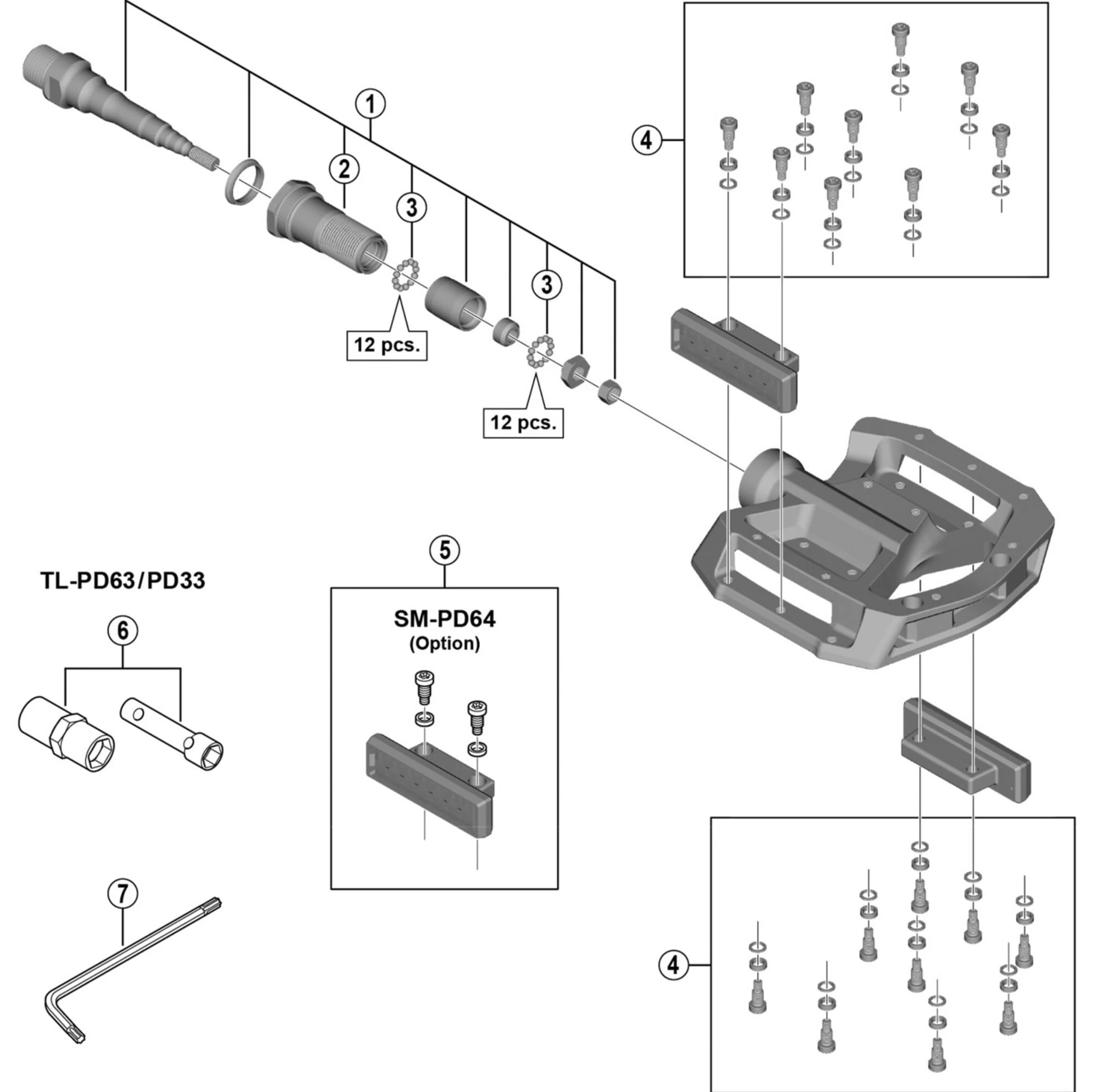 Shimano PD-GR500 Pedal Axle Assembly Service Kit - Image 2
